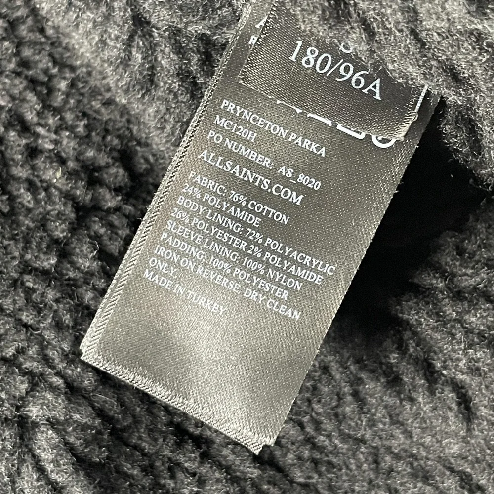 AllSaints Jacket Men S Navy Princeton Parka Hooded Sherpa Lined Coat Warm Comfy‎